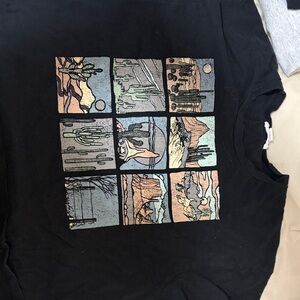 Black Graphic T-Shirt with Desert Scenes
